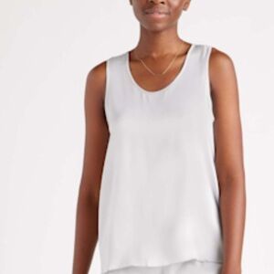 Quince 100% Washable Silk PJ Tank in Light Grey